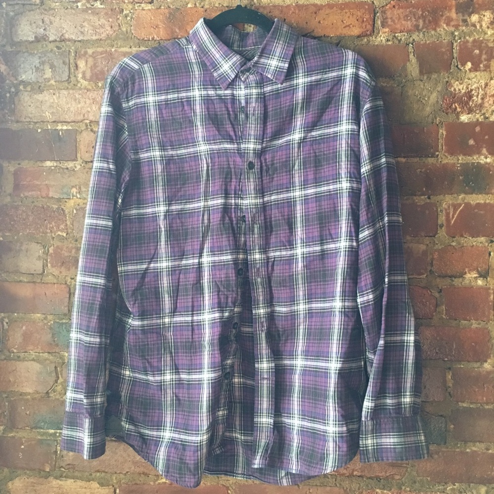Purple white button down flannel
